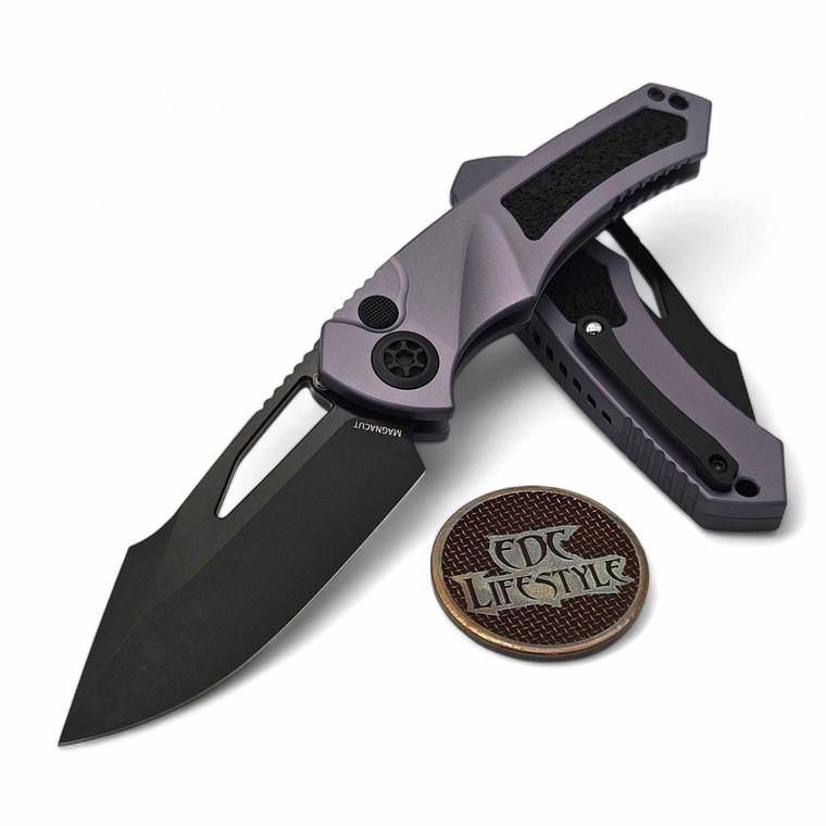 Heretic Knives H046-6A-GRY Gray Manual Button Lock Pariah Drop Point DLC