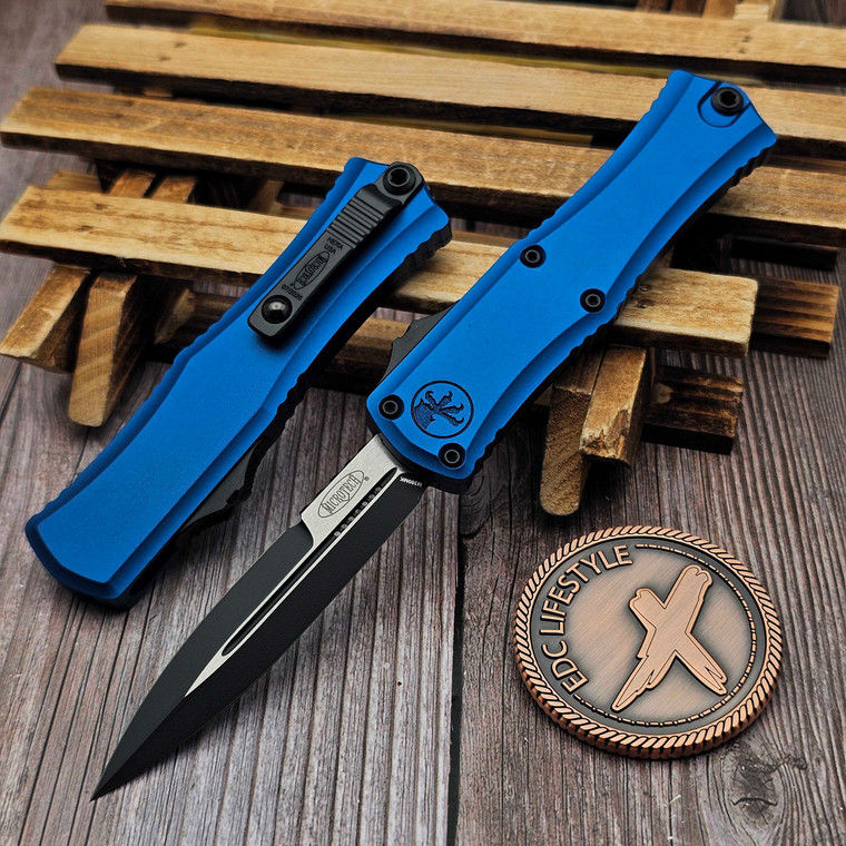 Microtech Hera II Mini Blue 2.90" Bayonet Black 1701M-1BL