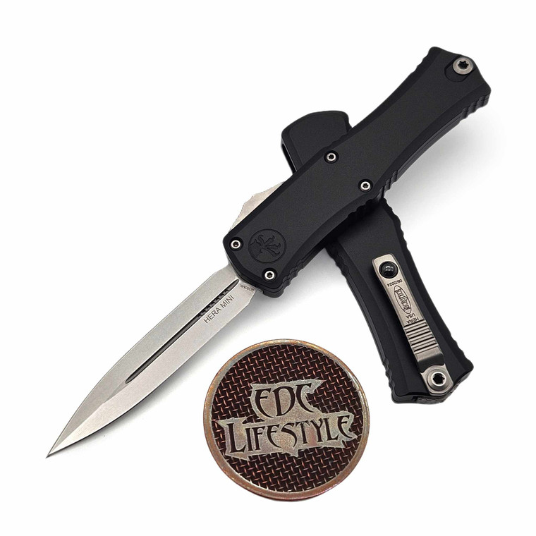 Microtech Hera II Mini Black 2.90" D/E Stonewash 1702M-10 By Edc Lifestyle