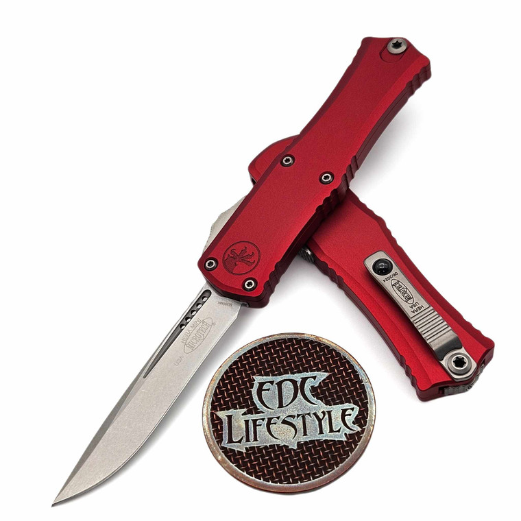 Microtech Hera II Mini Red 2.90" Recurve Stonewash 1705M-10RD By Edc Lifestyle