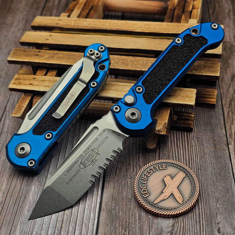 Microtech LUDT T/E Gen III 1136-11BL Blue Stonewash Standard Partial Serrated