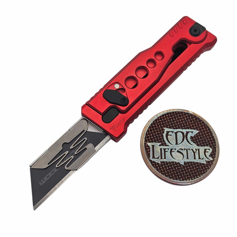 Reate Knives EXO-U Gravity Knife Speedhole Red Aluminum (2.3" Utility)
