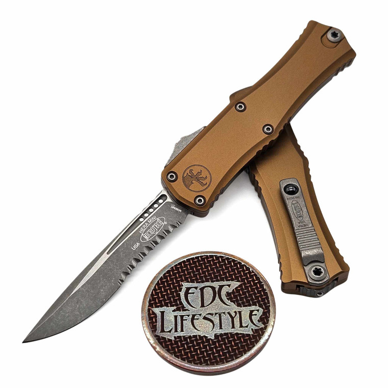 Microtech Hera II Mini Tan 2.90" Recurve Partial Serrated Apocalyptic 1705M-11APTA By Edc Lifestyle