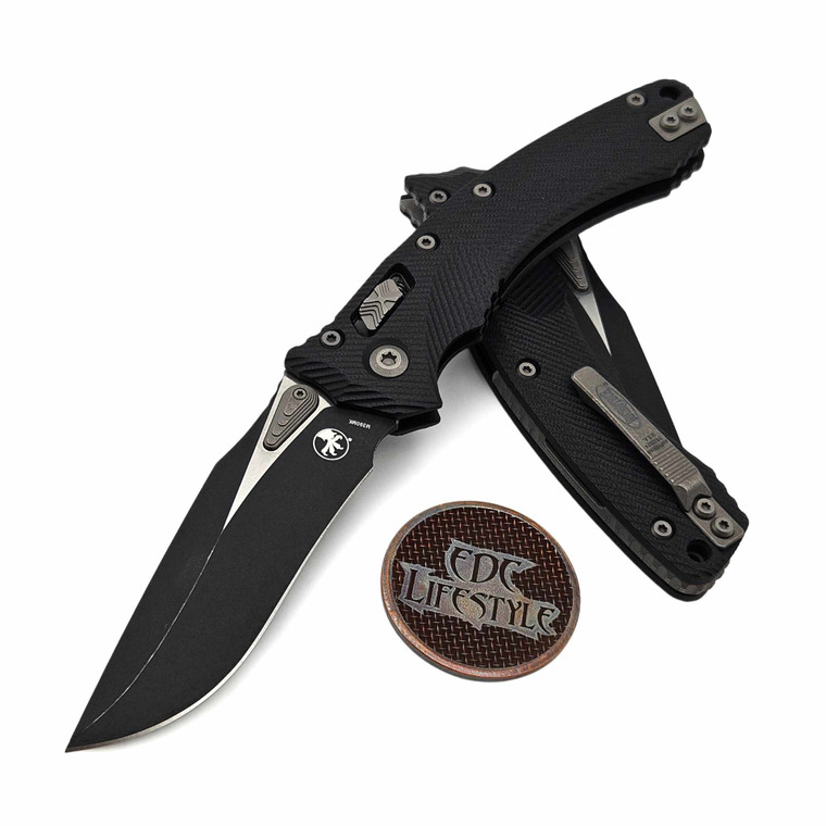 Microtech Amphibian Manual Ram-Lok Black Fluted G-10 3.88" S/E Black Apocalyptic 137RL-1APFLGTBK By Edc Lifestyle