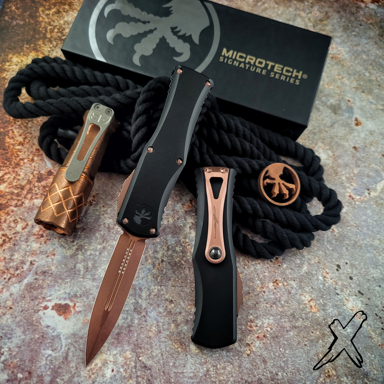 Microtech 702-1PVDRGS Hera Rose Gold PVD Double Edge Blade and Hardware