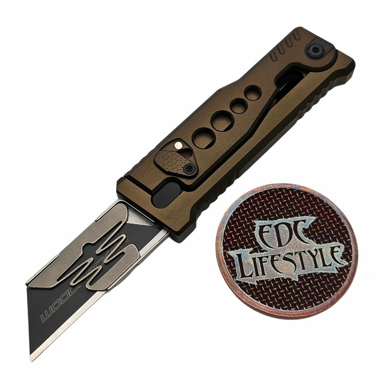 Reate Knives EXO-U Gravity Knife Speedhole Bronze Aluminum V2 (2.3" Utility)