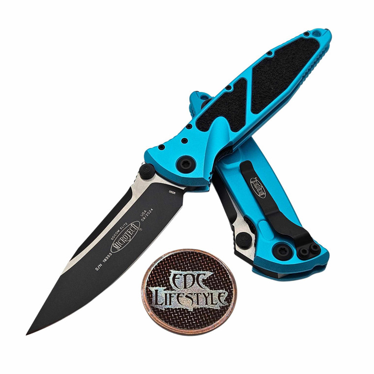 Microtech Socom Elite Manual Turquoise 4" S/E Black 160-1TQ Single Edge on EDC Lifestyle