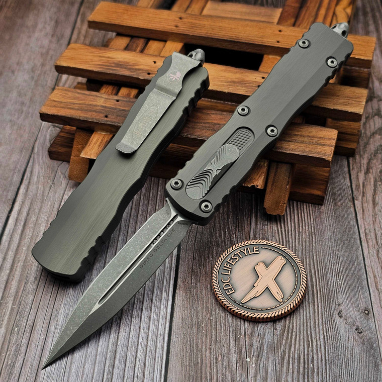Microtech Dirac Delta Natural Clear 3.75" D/E Full Serrated Apocalyptic 227-12APNC  By Edc Lifestyle
