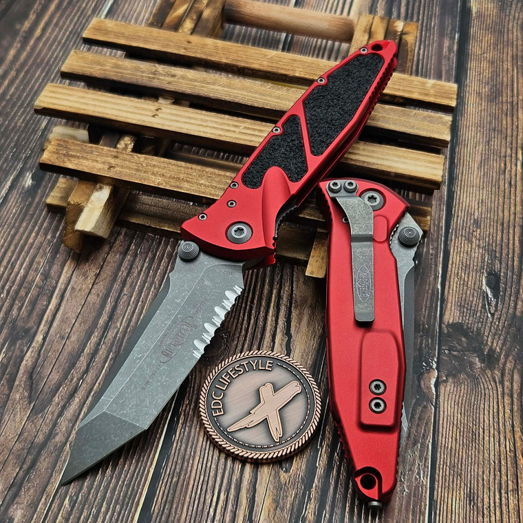 Microtech Socom Elite Manual Red 4" T/E Partial Serrated Apocalyptic 161-11APRD Tanto on EDC Lifestyle