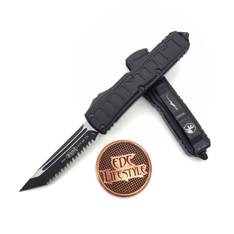 Microtech UTX-85 II 233II-3TS Stepside Black Tactical Tanto Full SerratedStandard Full Serrated