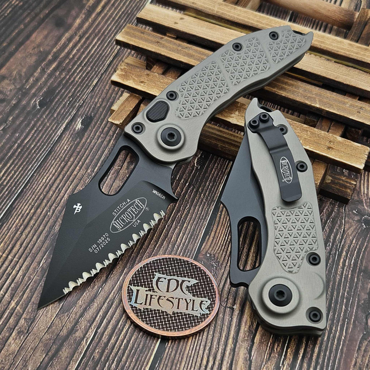Microtech Borka Auto Stitch S/E 169-3NC Natural Clear Black Standard Full Serrated