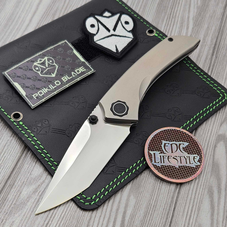 Poikilo Blade EDC Series Tuna-S2 Titanium Inset Lock Folder 3.4" Pearlescent M398