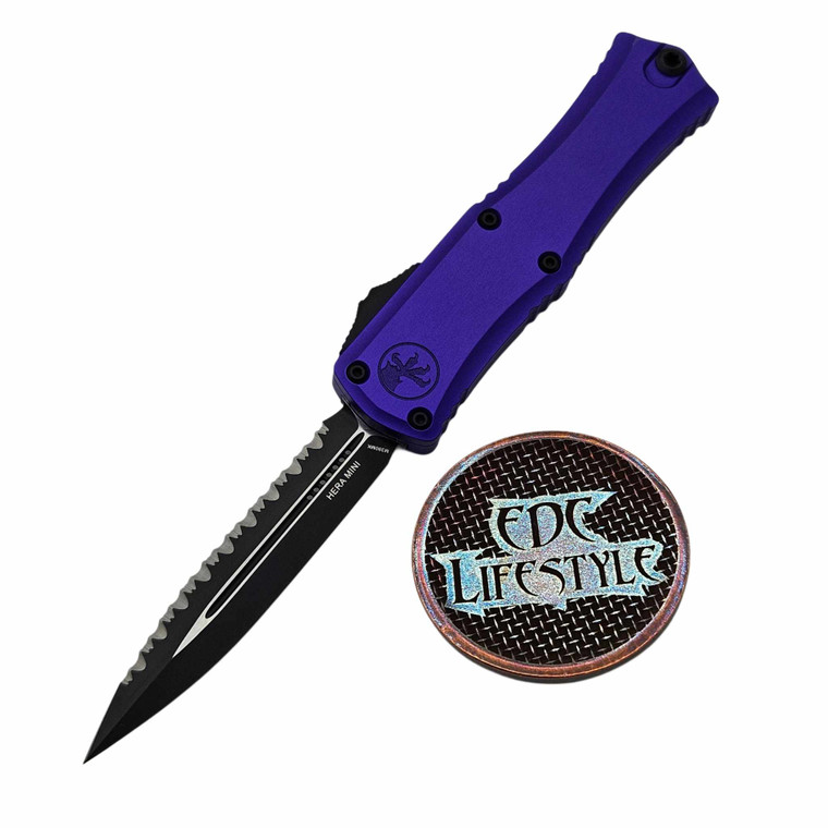 Microtech Hera II Mini Purple 2.90" D/E Full Serrated Black 1702M-3PU By Edc Lifestyle