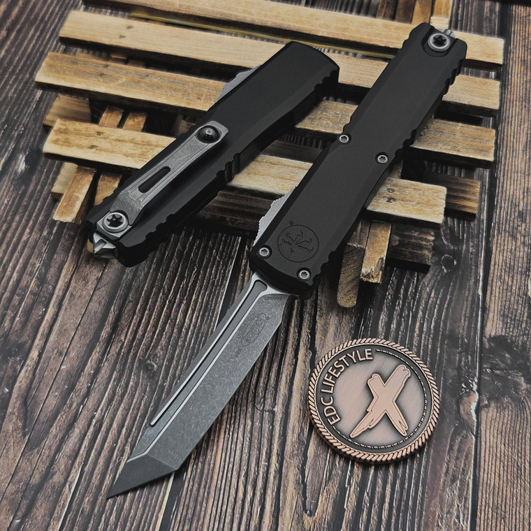 Microtech Ultratech ZBP 1123-10AP Black Tanto Edge 3.5" Apocalyptic M390MK - Zero Blade Play