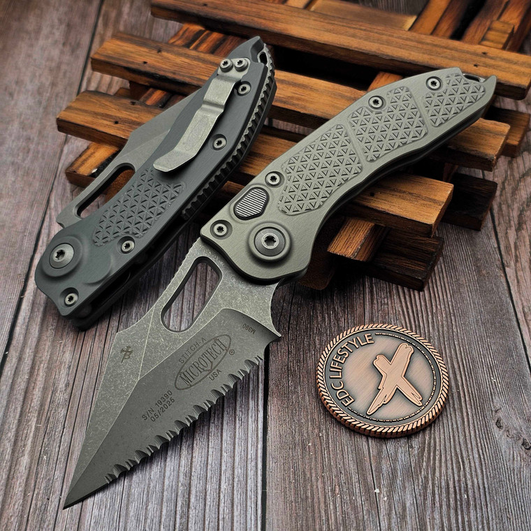 Microtech Borka Auto Stitch 169-12APNC Natural Clear Full Serrated Apocalyptic by EDC Lifestyle
