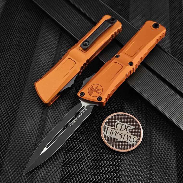 Microtech Combat Troodon Gen III Orange 4" D/E Black 1142-1OR