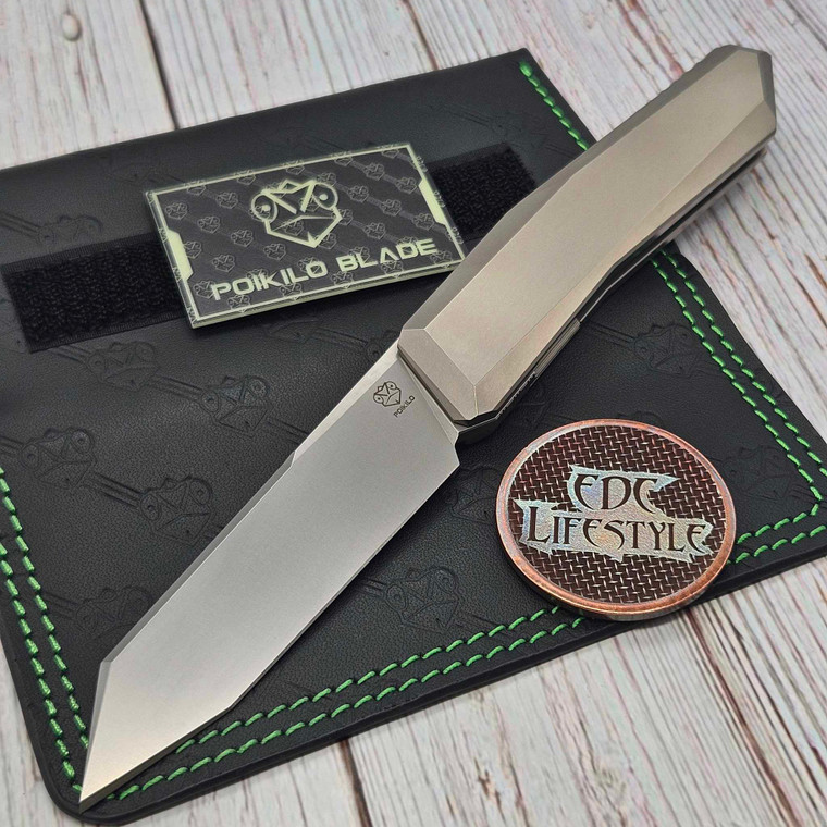 Poikilo Blade EDC Series Large Prism-S Flipper Pearlescent Stonewash Titanium Folder 4" M398
