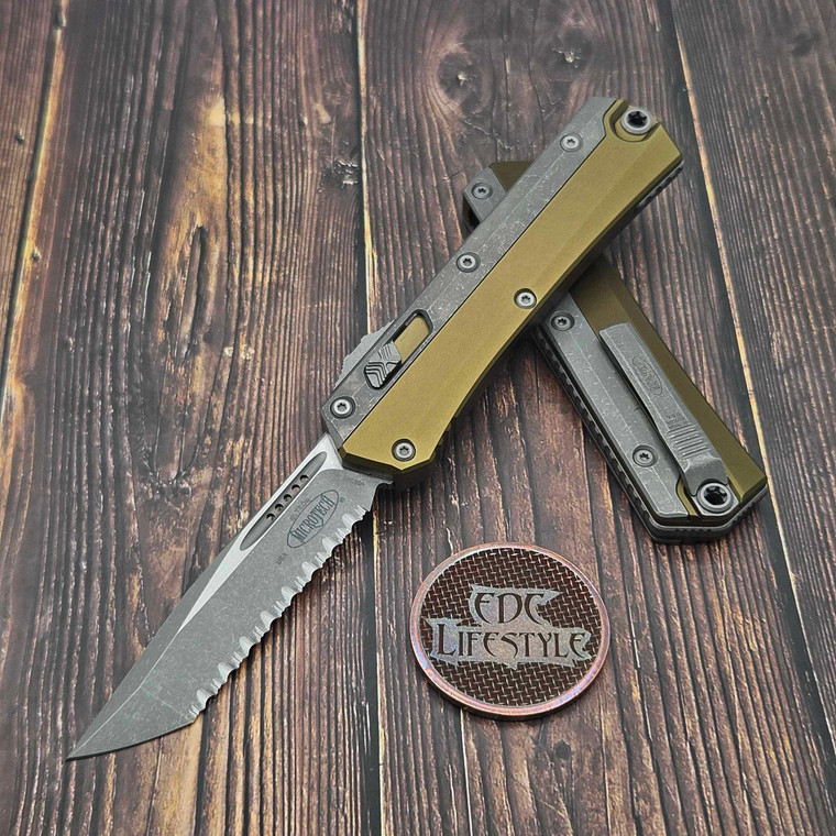 Microtech Knives Glykon T/E 185-12APOD OD Green Tanto Apocalyptic Standard Full Serrated
