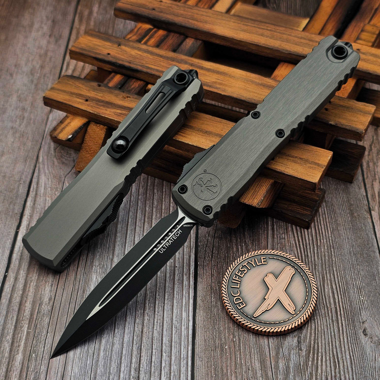 Microtech Ultratech ZBP 1122-1NC Natural Clear Double Edge 3.5" Black Standard M390MK - Zero Blade Play