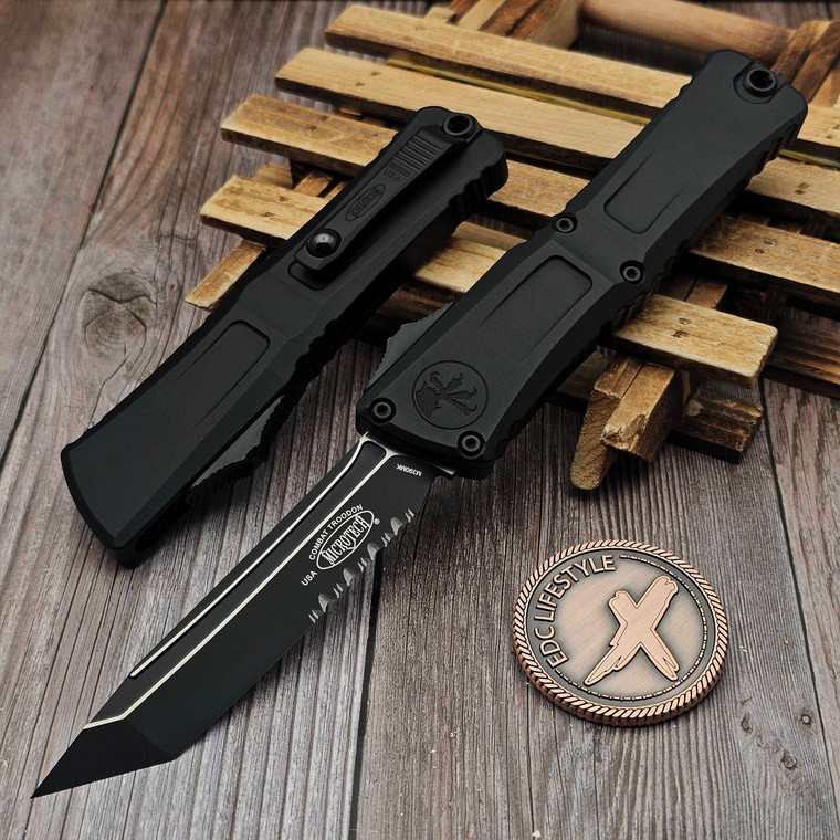 Microtech Combat Troodon Gen III Black 4" T/E Partial Serrated Tactical 1144-2T