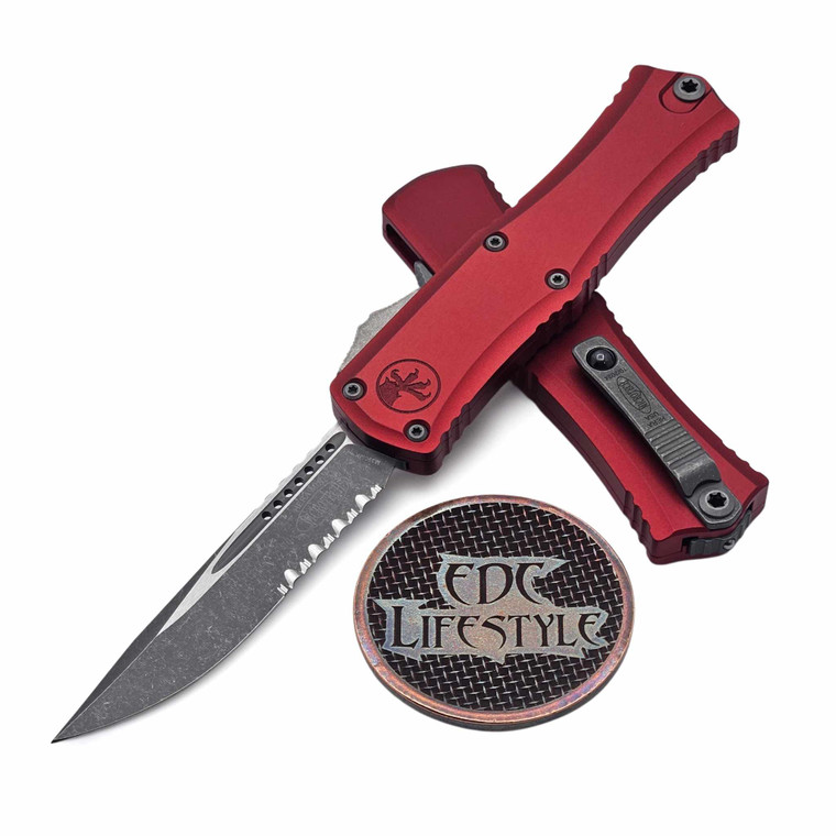 Microtech Hera II Mini Red 2.90" S/E Partial Serrated Apocalyptic 1703M-11APRD By Edc Lifestyle