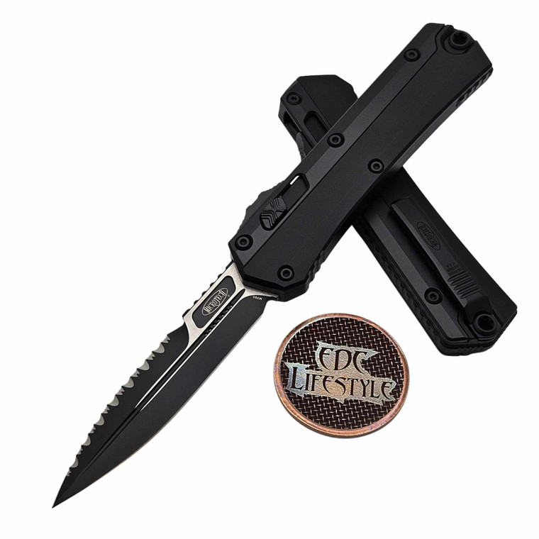 Microtech Knives Glykon 184-2T Black Tactical Black Standard Partial Serrated Bayonet
