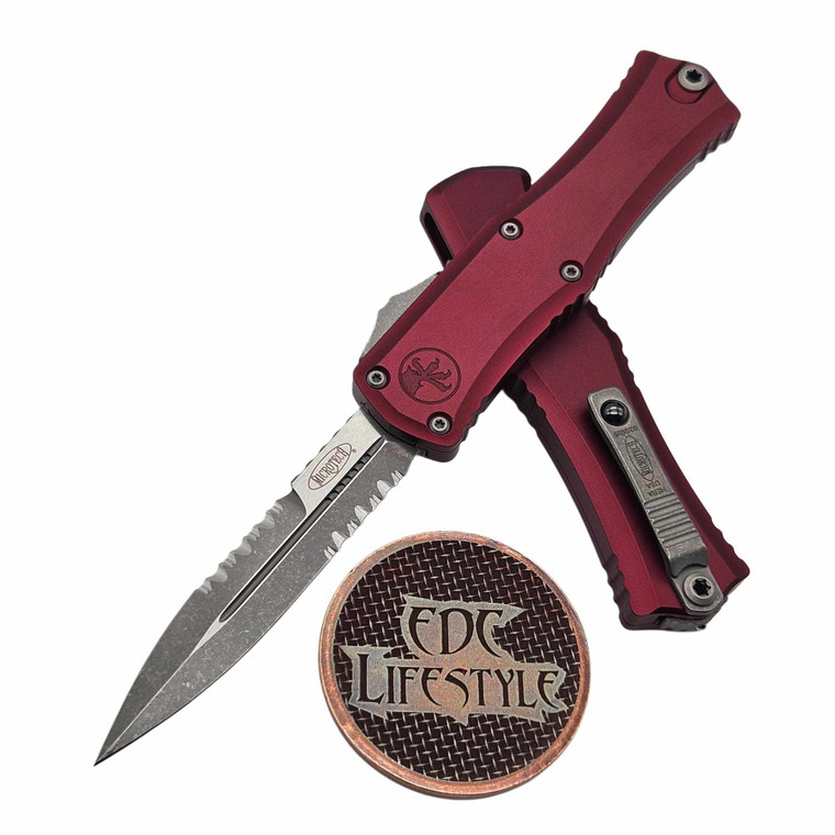 Microtech Hera II Mini Merlot 2.90" Bayonet Partial Serrated Apocalyptic 1701M-11APMR By Edc Lifestyle
