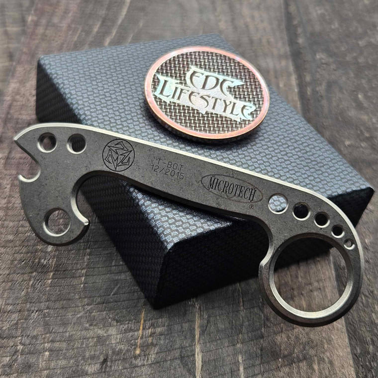 Microtech T-Bot Stonewash Titanium 410-TI-SW