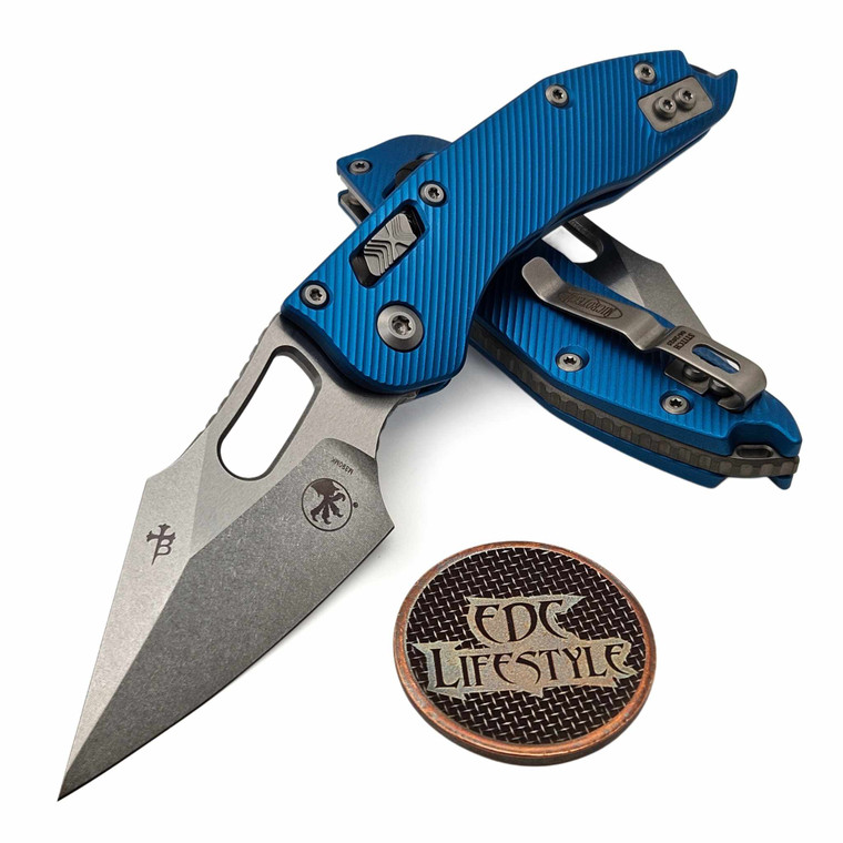 Microtech Stitch Ram-Lok 169RL-10FLBL Blue Fluted Aluminum