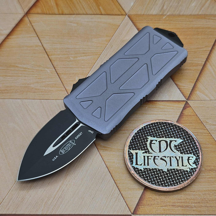 Microtech Exocet Gray Money Clip Knife D/E Black Standard- Preowned