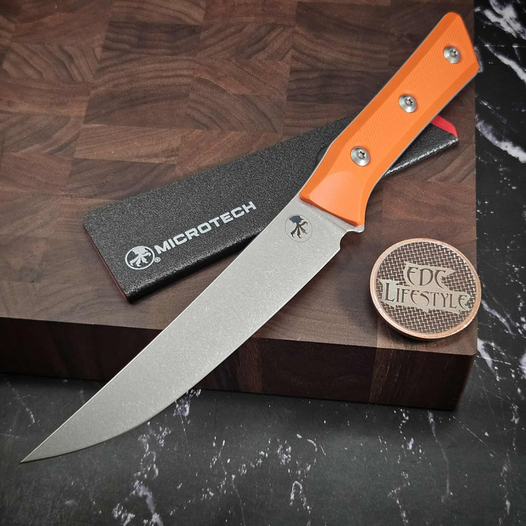 MICROTECH KNIVES 6.125" M390 BONING KNIFE STONEWASH STANDARD EMBER G-10 3100-10EM
