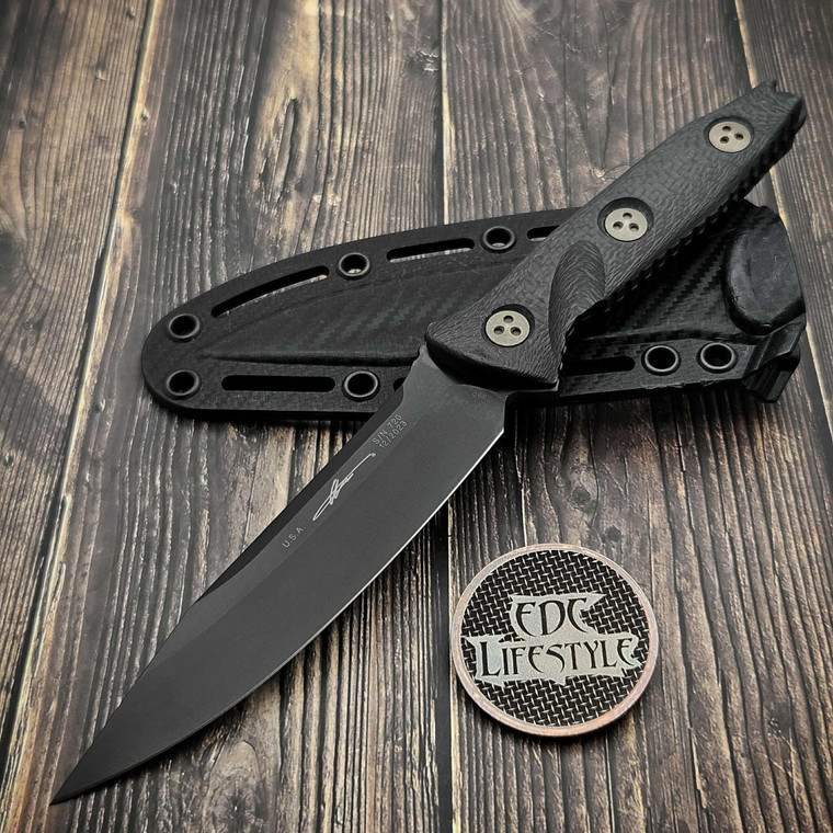 Microtech 113-1DLCCFS Socom Alpha Single Edge Fixed DLC Blade Carbon Fiber Handle - Preowned