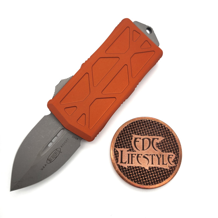 Microtech  Exocet 157-10APOR Apocalyptic Blade  Orange Exocet OTF Money Clip