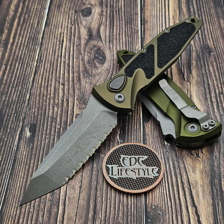 Microtech Socom Elite Auto OD Green 4" T/E Full Serrated Apocalyptic 161A-12APOD Tanto on EDC Lifestyle