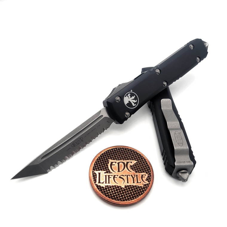 Microtech Ultratech 123-12AP Black Tanto Edge Apocalyptic Full Serrated