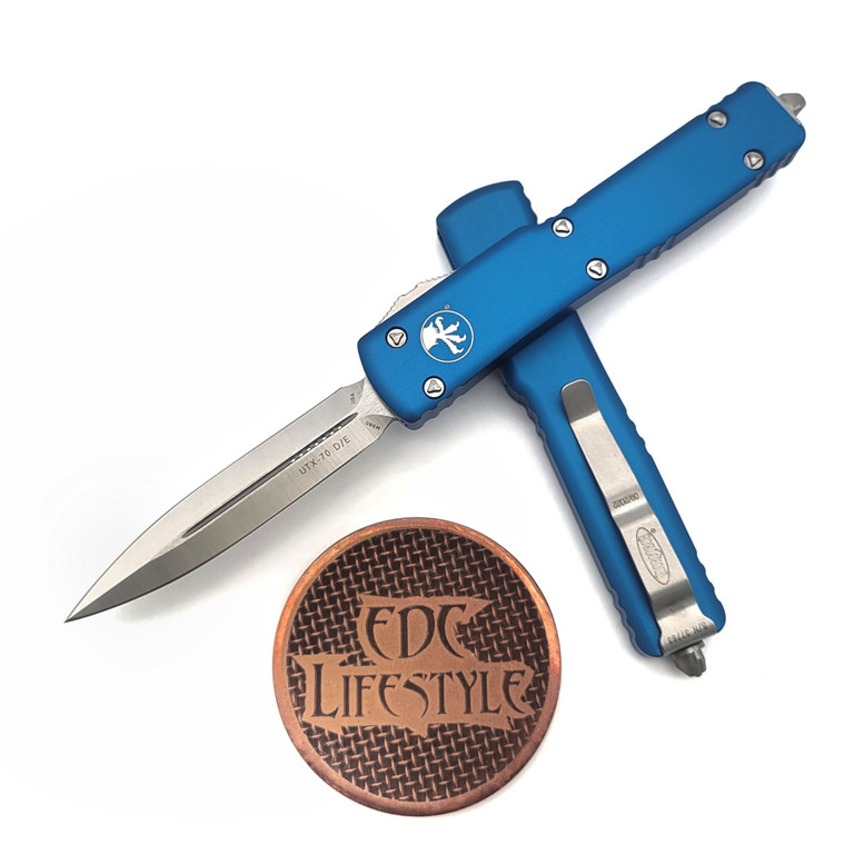 Microtech UTX-70 147-4BL Blue Double Edge Satin Standard