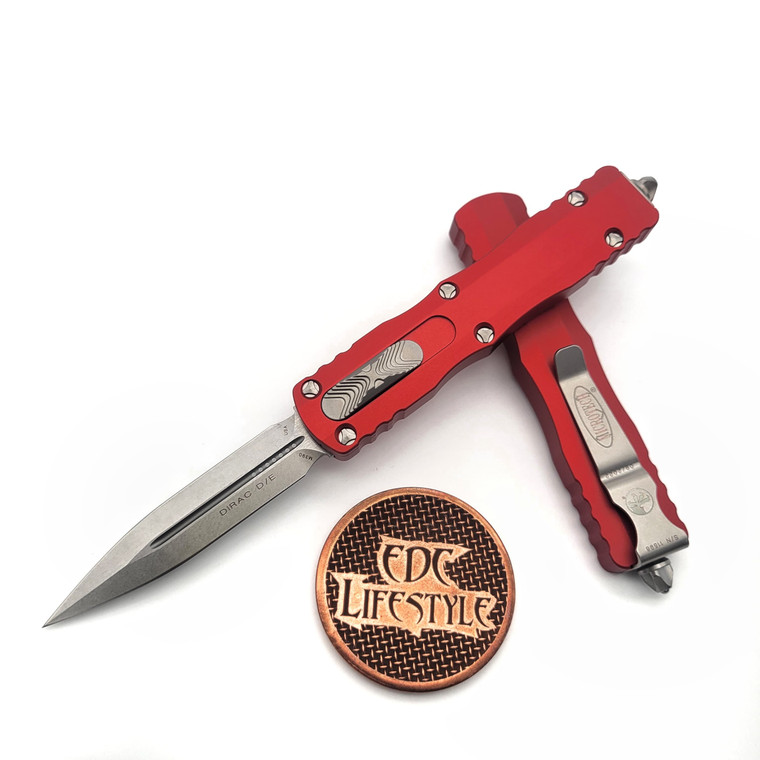 Microtech Dirac 225-10RD Red Stonewash Double Edge