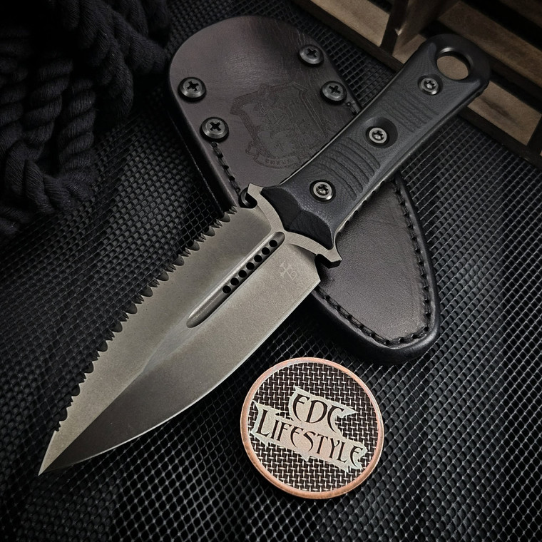 Borka Blades SBD DLC D/E Dagger Fixed Blade Full Serrated