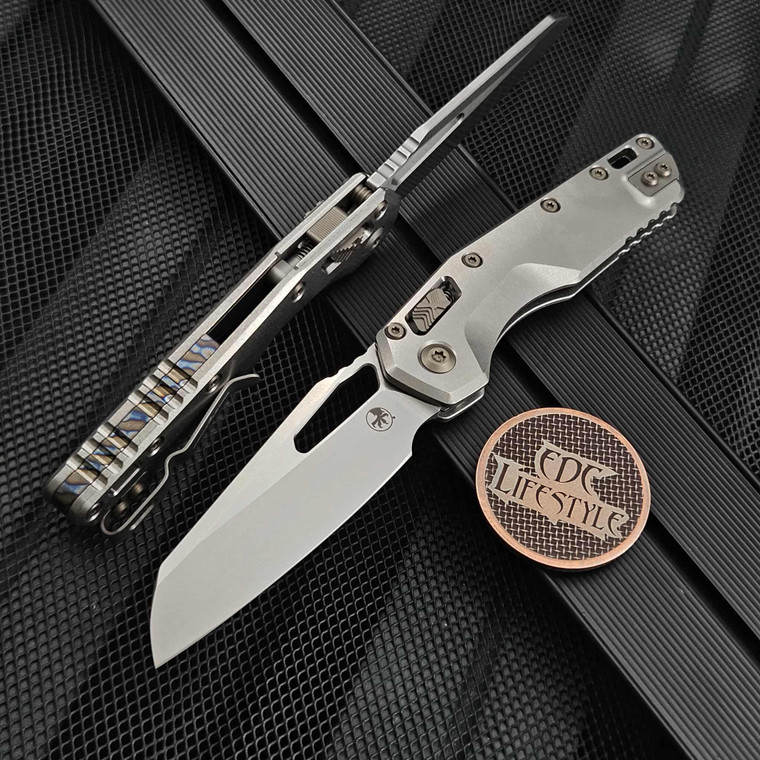 Microtech MSI Ram-Lok 210-10MS4 Titanium Slab Stonewash Flamed Ti Accent Marfione Select