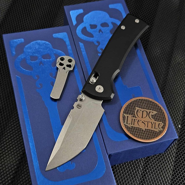 Chaves Knives Redencion Street X-Lock Black 3.25" D2 Stonewash Tanto