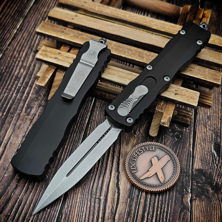 Microtech Dirac Delta Black 3.75" D/E Stonewash 227-10