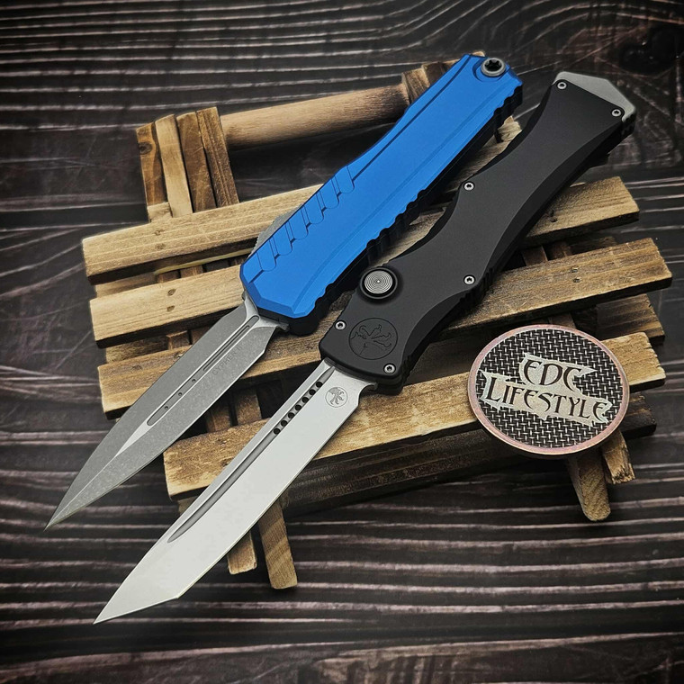 Microtech Knives Cypher II 1242-10APBL Blue D/E Apocalyptic and Marifone Select Halo IV T/E Stonewash Bundle