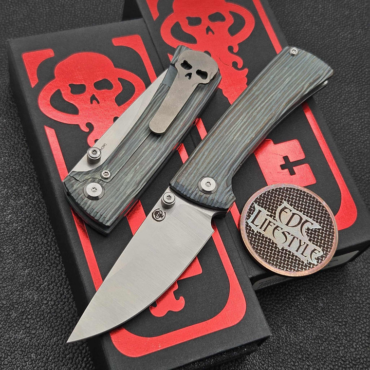 Chaves Knives RCK9 Green Grain Titanium 3.25" Drop Point M390 Belt Satin