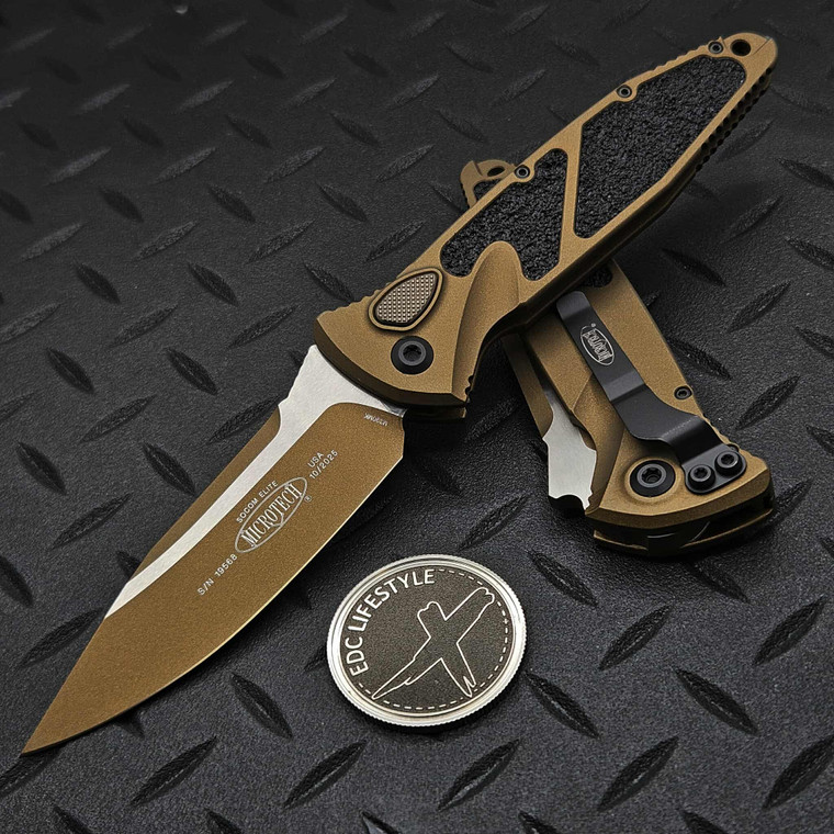 Microtech Socom Elite Auto Cerakote Burnt Bronze 4" S/E 160A-1UB-C19Z4 Single Edge on EDC Lifestyle