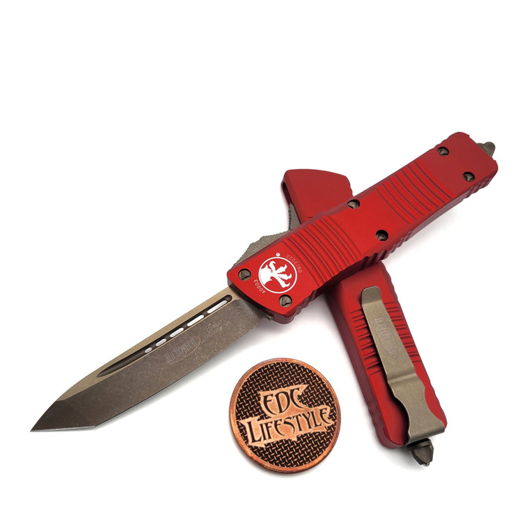 Microtech 144-13APRD Combat Troodon Red Tanto Edge Bronze Apocalyptic Blade