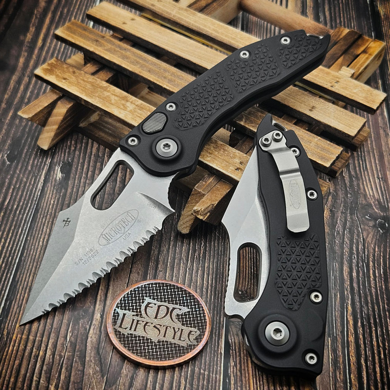 Microtech Borka Auto Stitch 169-12 Full Serrated Stonewash