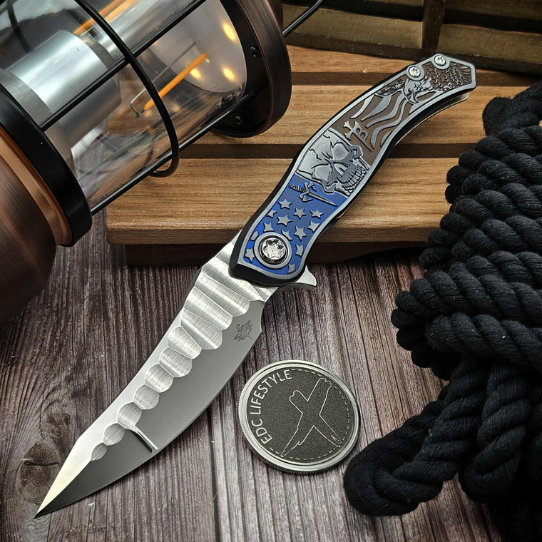 Ti2 Design Borka Blades Marfione Custom Triple Collab Huli Maka Flip Patriot Rock Star Grind Blade Diamond Wash - Preowned