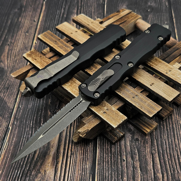 Microtech 227-15 Dirac Delta D/E Full Serrated Bronze Apocalyptic