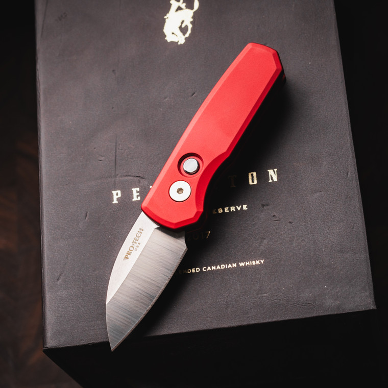 Pro-Tech Runt 5 Red Handle, 1.95" Satin Wharncliffe