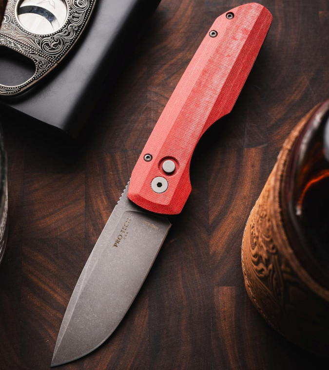 Pro-Tech Vero Synapse Red Linen Micarta, 3.5